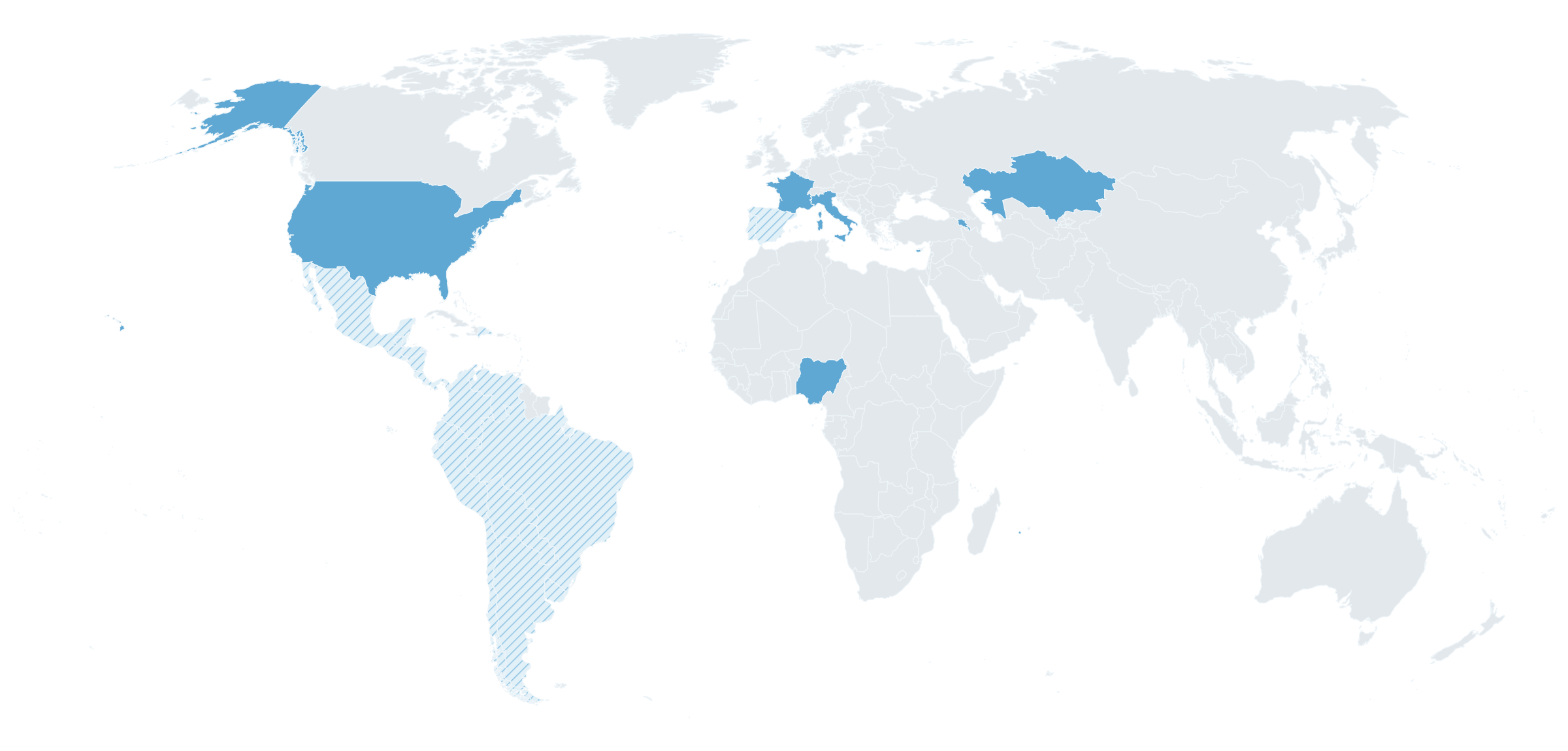 World map showing the countries where Vogis Gin is available